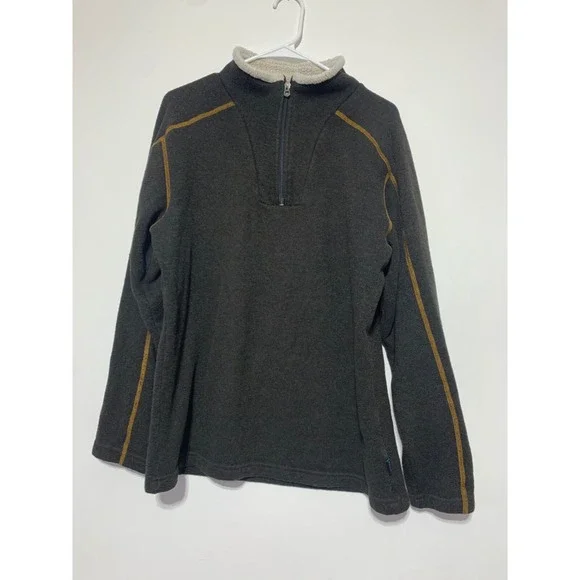 Kuhl Mens Brown Alfpaca Long Sleeve 1/4 Zip Pullover No Size Hole - Picture 1 of 8